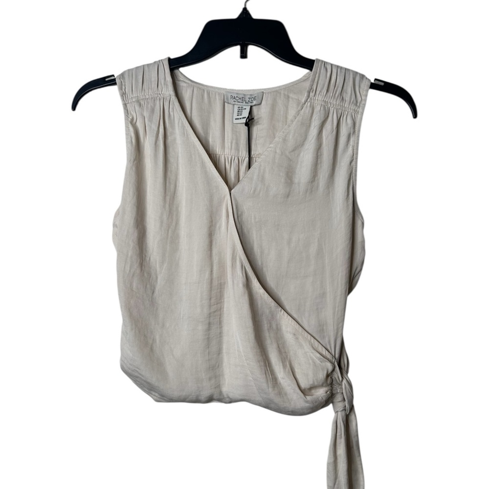 Rachel Zoe Cream Sleeveless Wrap Blouse